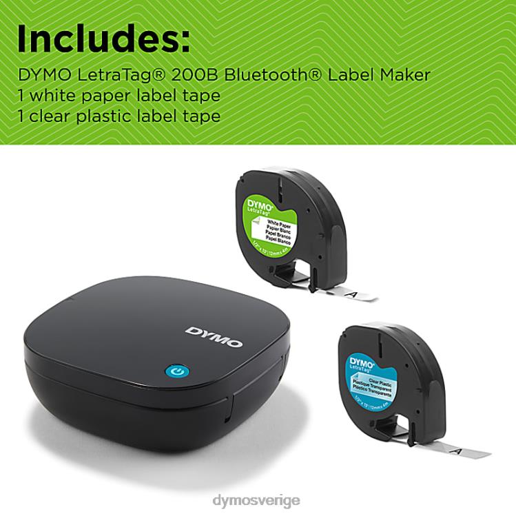 DYMO letratag 200b bluetooth etikettmaskin skrivarpaket med 2 band B4VJ9 Etikettskrivare